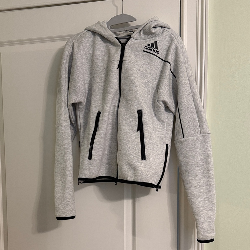 Adidas Light Gray Hoodie with Black Details
